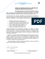 Acta de La Conformación Del Comité Electoral para Elegir Al Municipio Escolar 2023