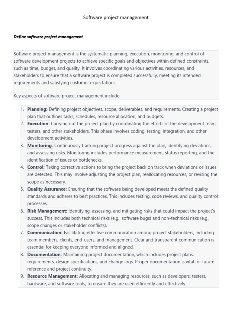 Software Project Management | PDF | Software Development Process ...