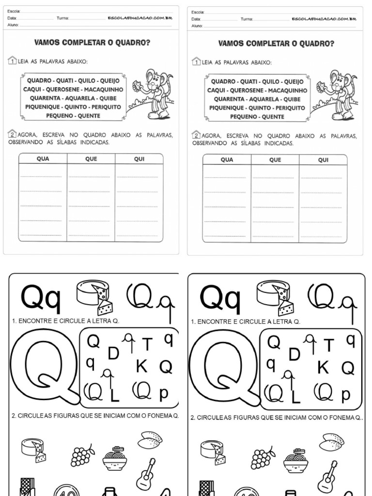Atividade Familia Silábica Q | PDF
