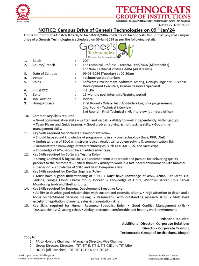 Genesis Technologies Campus Drive Notice | PDF | Cloud Computing ...