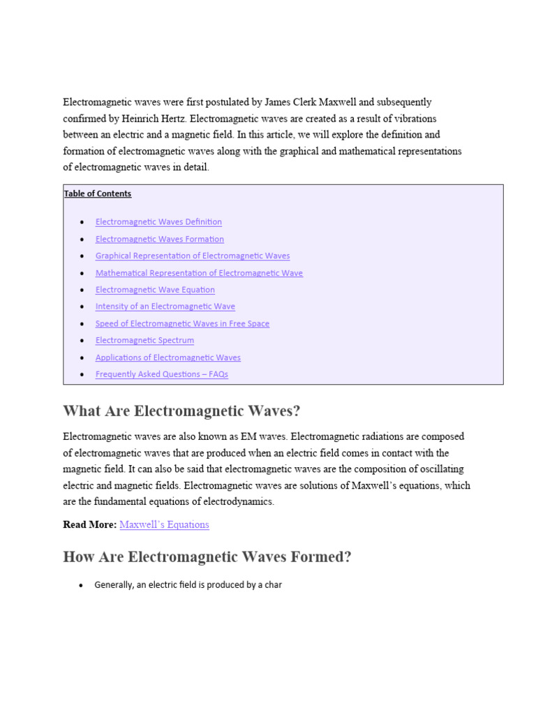 Electromagnetic Waves Guide | PDF | Science & Mathematics | Technology ...