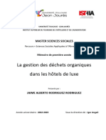 La Gestion Des Déchets Organiques Dans Les Hôtels de Luxe: Master Sciences Sociales