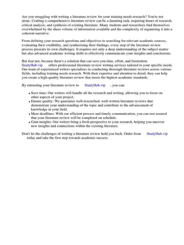 Training Needs Literature Review PDF Evaluation Employment