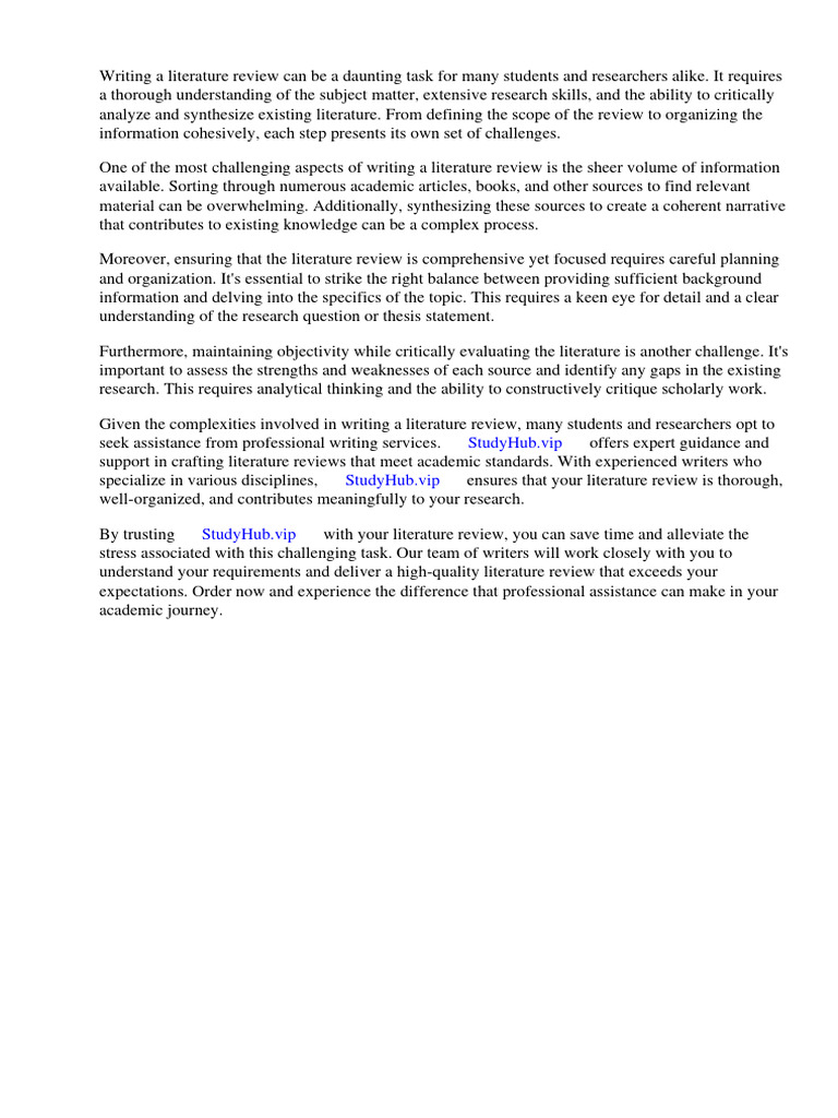 How To Write Literature Review Example PDF Literature Review