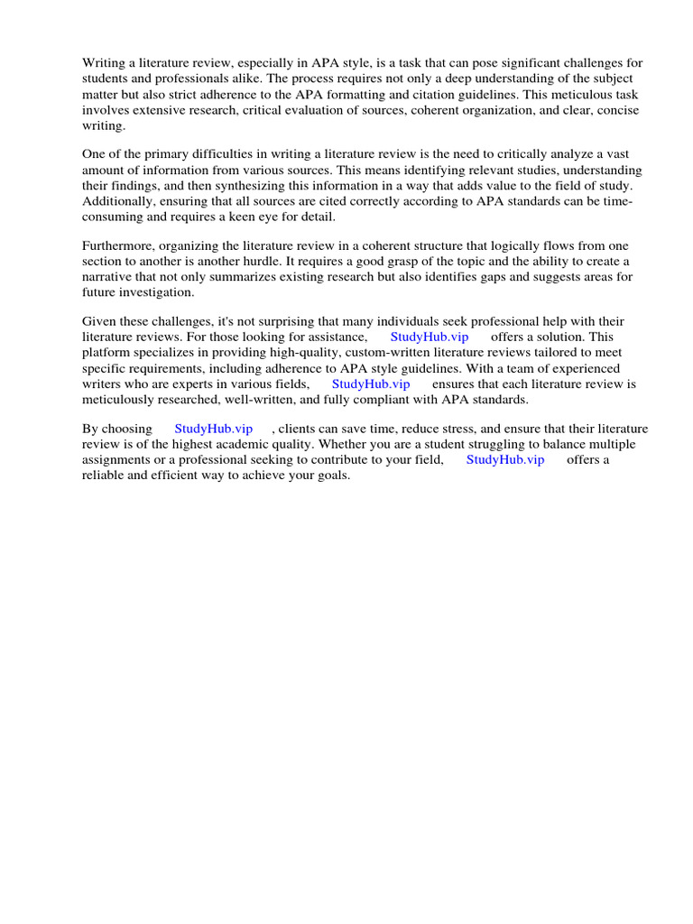Sample Apa Style Literature Review Paper | PDF | Literature Review ...