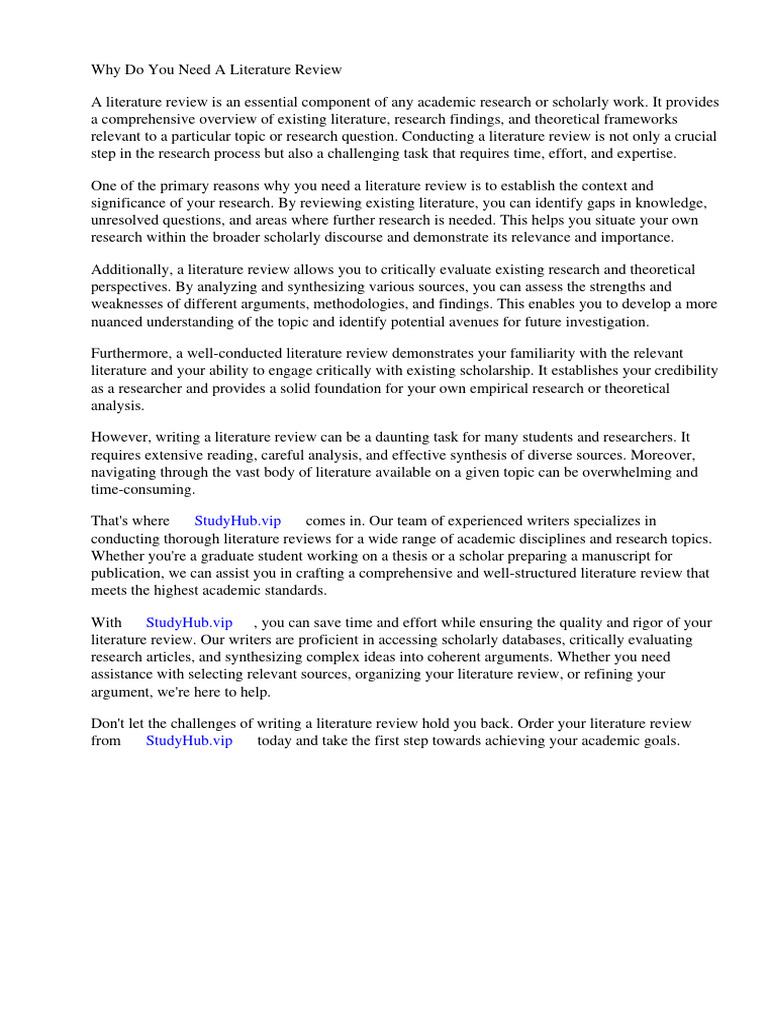 Why Do You Need A Literature Review | PDF | Literature Review | Methodology