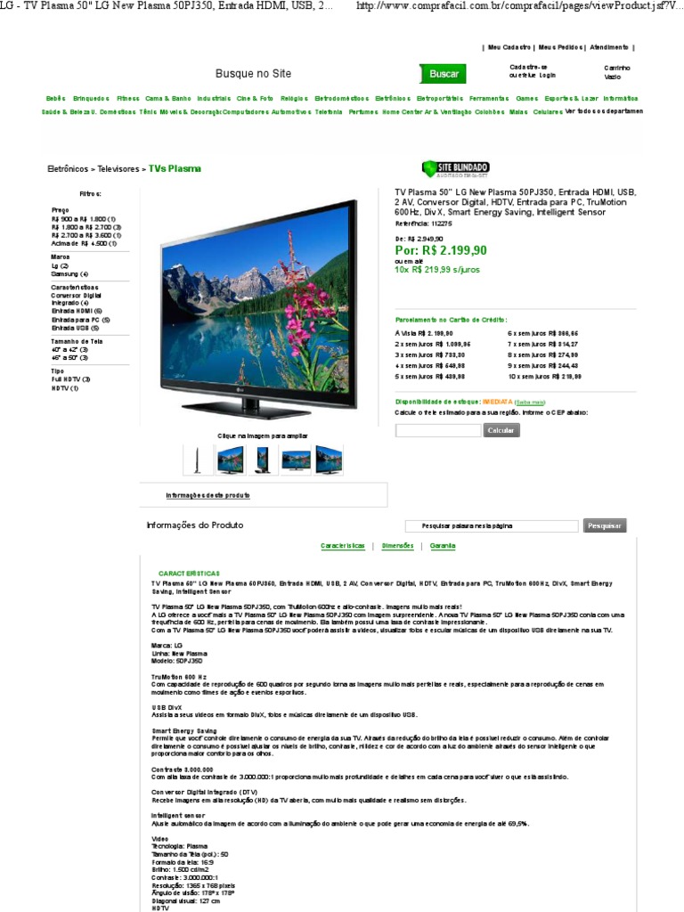 LG 50PJ350 50Inch Plasma HDTV HighContrast Display with HDMI and USB