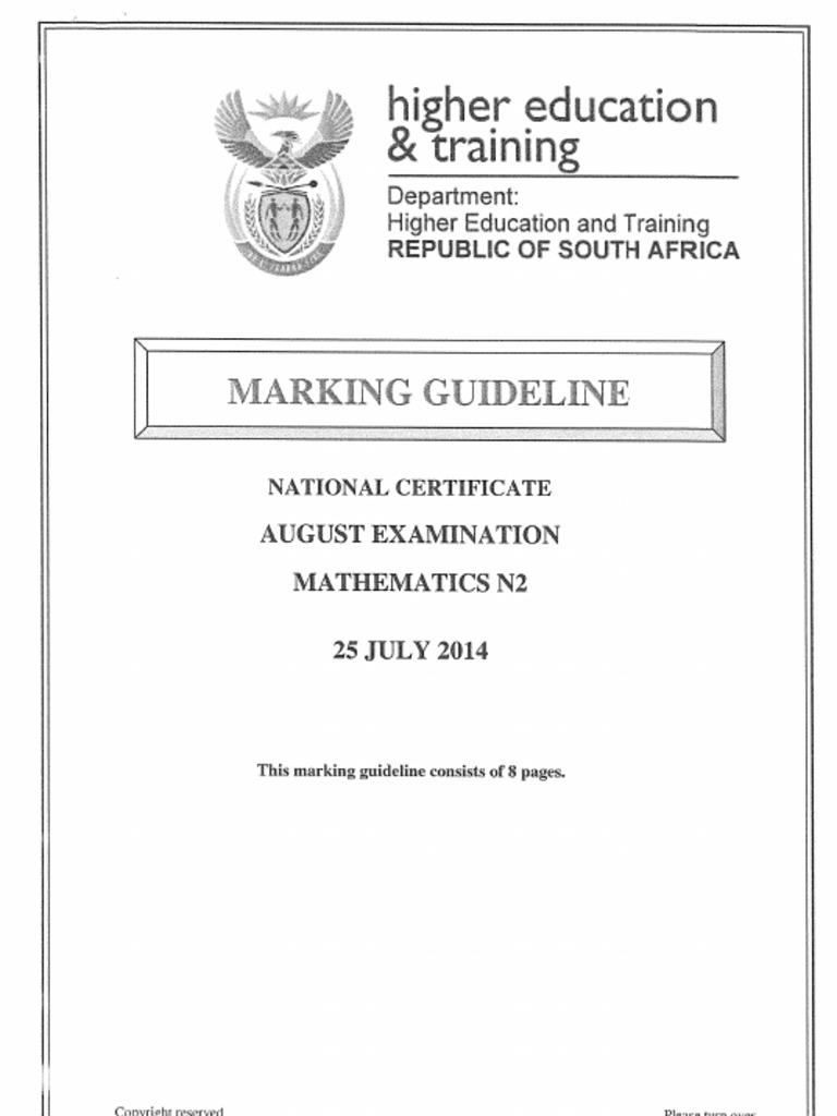 N2-Mathematics-July-2014 Memo | PDF