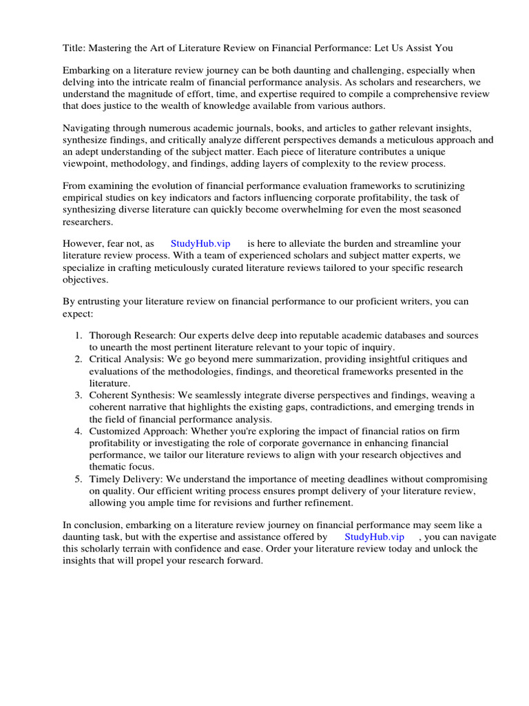 Financial Performance Review of Literature From Various Authors | PDF ...