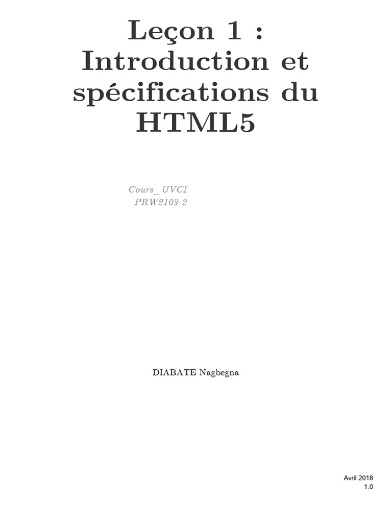 Introduction au HTML5 et ses balises | PDF | HTML5 | Html