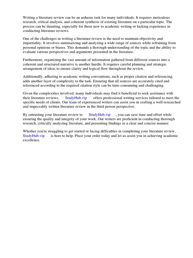 A Literature Review Should Be Writing In Third Person Pdf