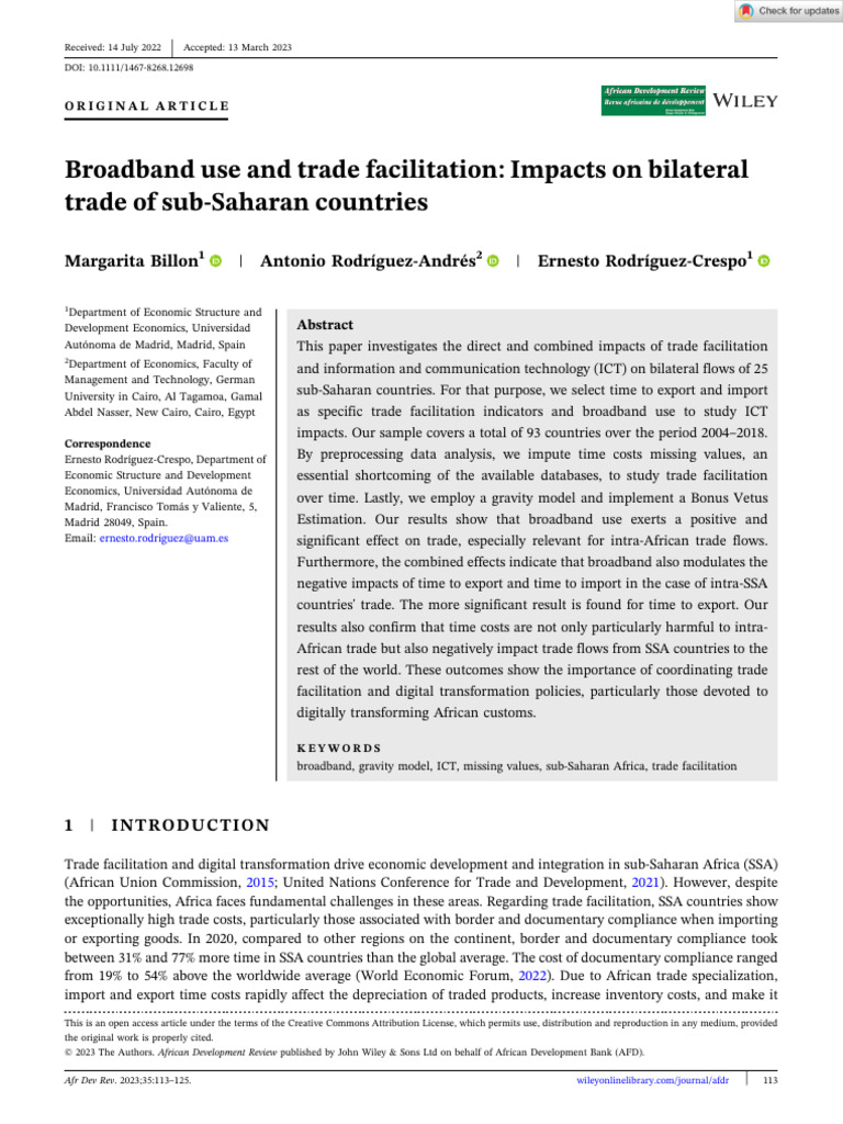 African development review 2023 billon pdf endogeneity