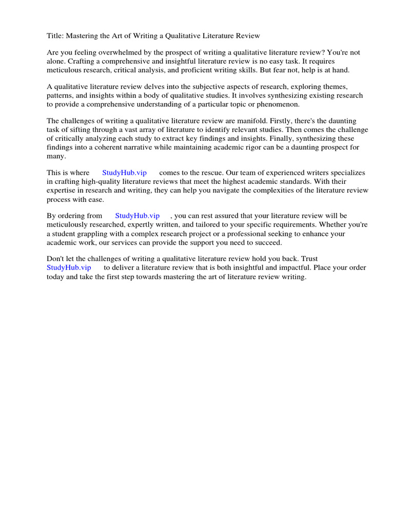What Is A Qualitative Literature Review