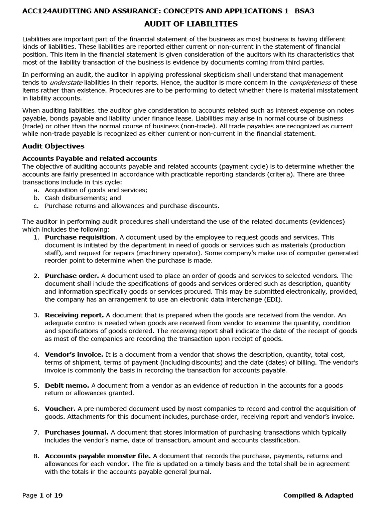 Audit Procedures for Liabilities | PDF | Accounts Payable | Payroll