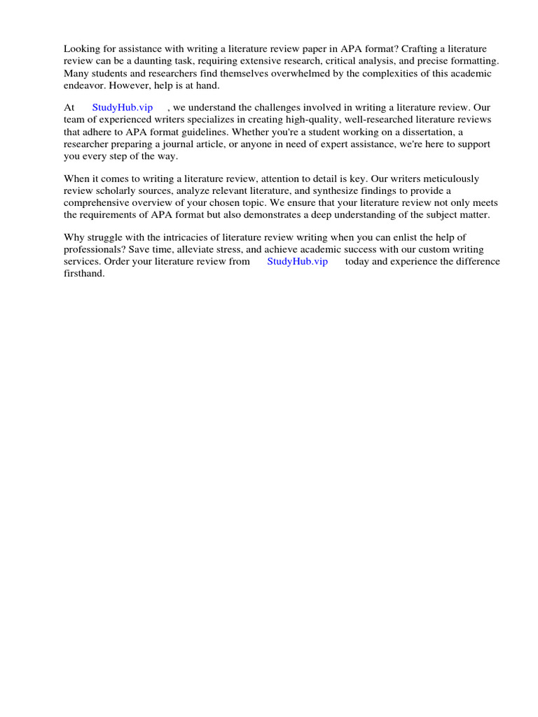 Sample Literature Review Paper in Apa Format | PDF | Literature Review ...