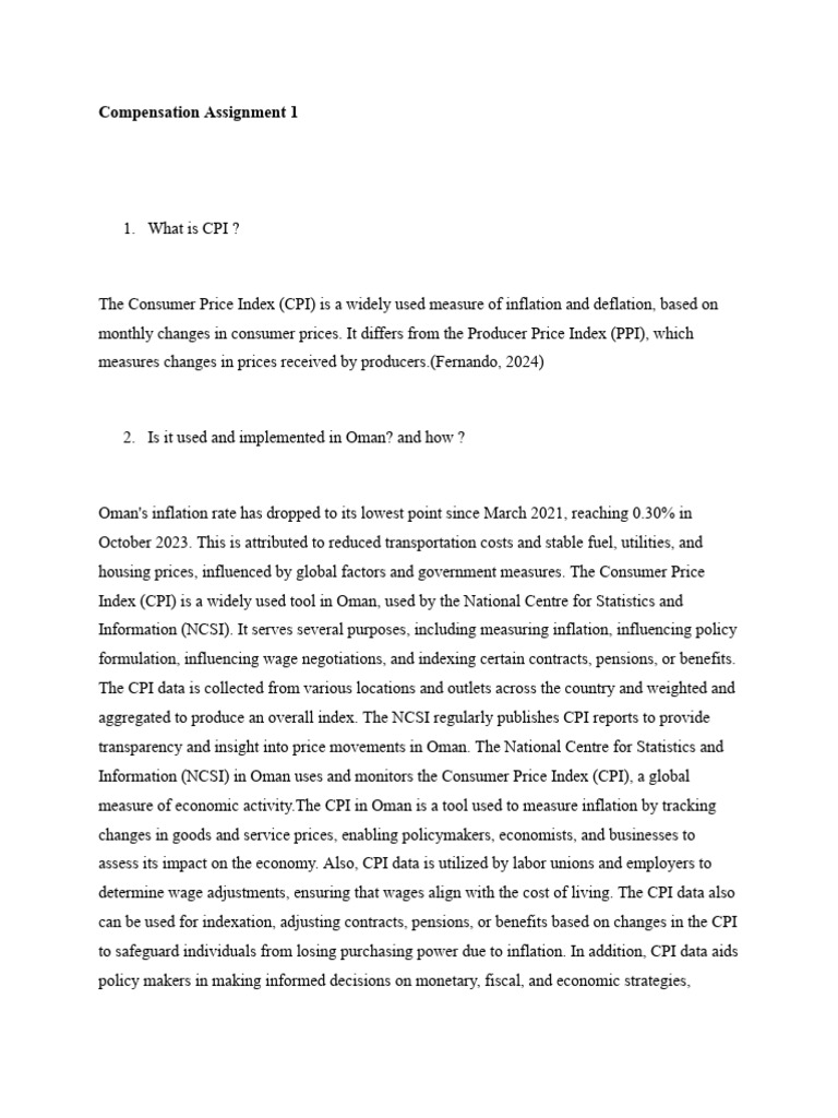 CPI Impact on Oman's Economy and Wages | PDF | Cost Of Living | Inflation