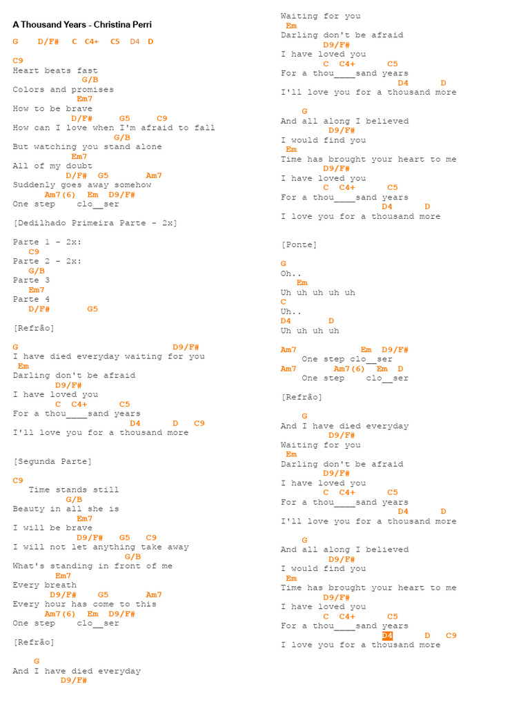A Thousand Years Cifra PDF