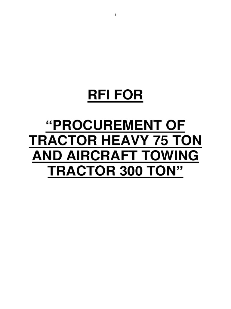 RFI For AIRCRAFT TOWING TRACTOR | PDF