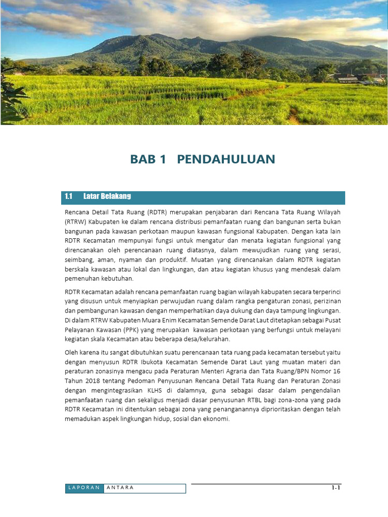 Buku Fakta Dan Analisa Rdtr Kawasan Perkotaan Kecamatan Sdl Pdf