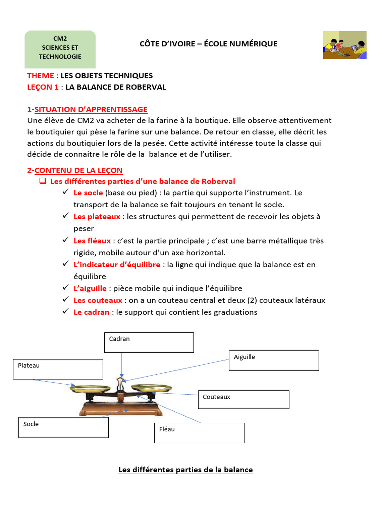 La Balance de Roberval : Schéma et Parties | PDF | Maison et jardin