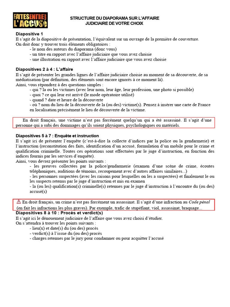 Présentation d'une Affaire Judiciaire | PDF | Crimes | Crime et violence