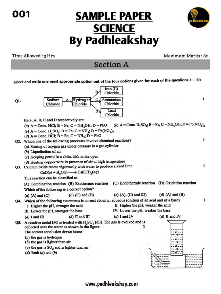 Science Sample Paper 001. - Compressed | PDF