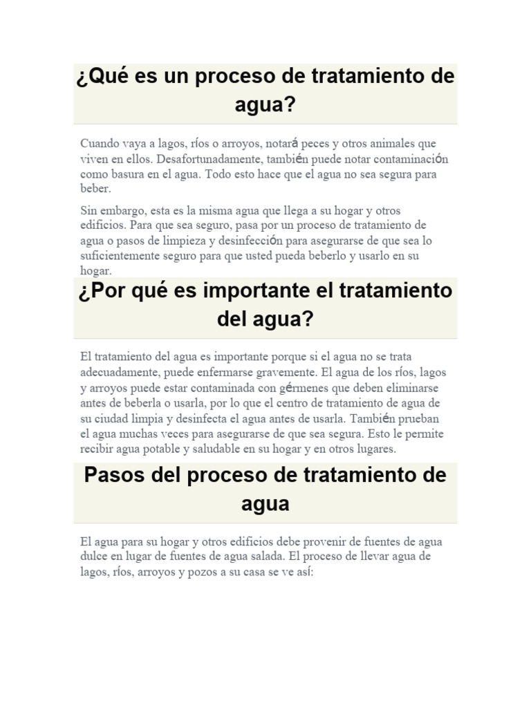 Proceso de Tratamiento del Agua | PDF | Agua | Ingeniería Ambiental