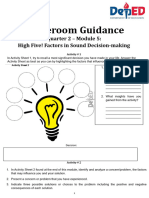 Homeroom Guidance: Quarter 2 - Module 5: High Five! Factors in Sound Decision-Making