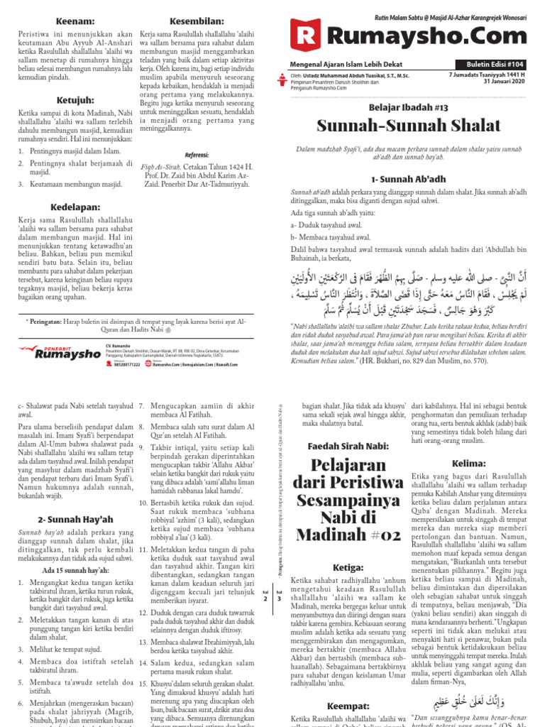 Buletin Rumaysho Al Azhar Wonosari Edisi 104 | PDF