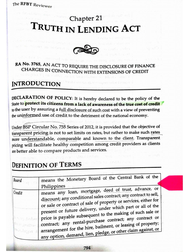 Truth in Lending Act | PDF