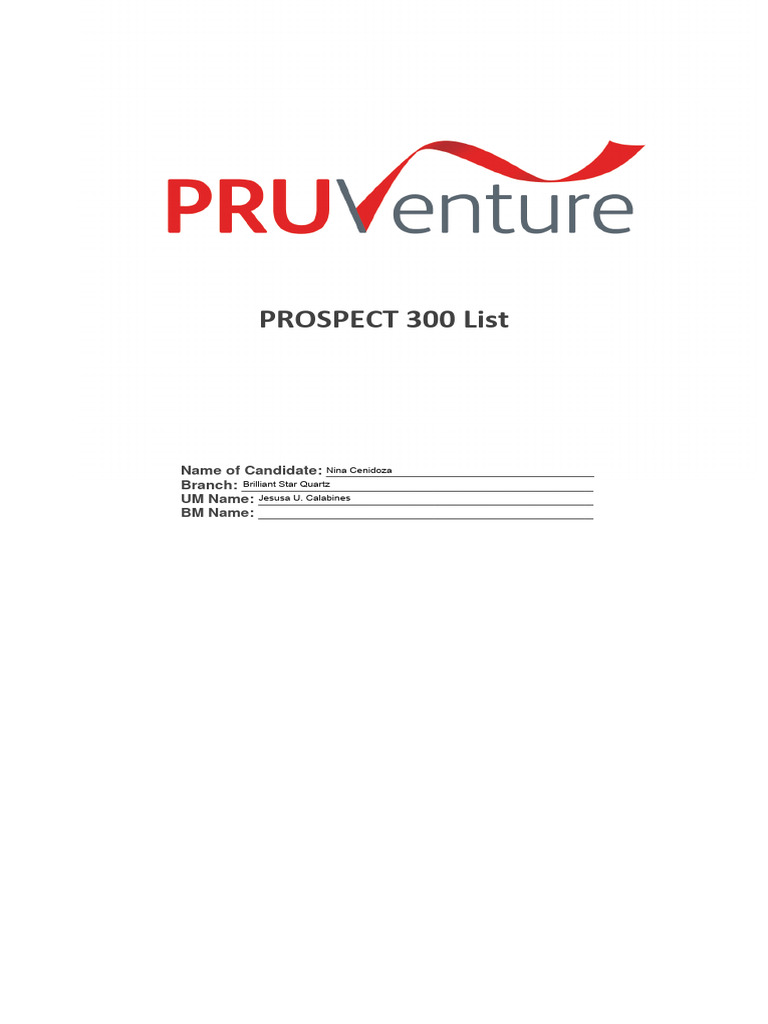 Prospect 300 Candidate List | PDF