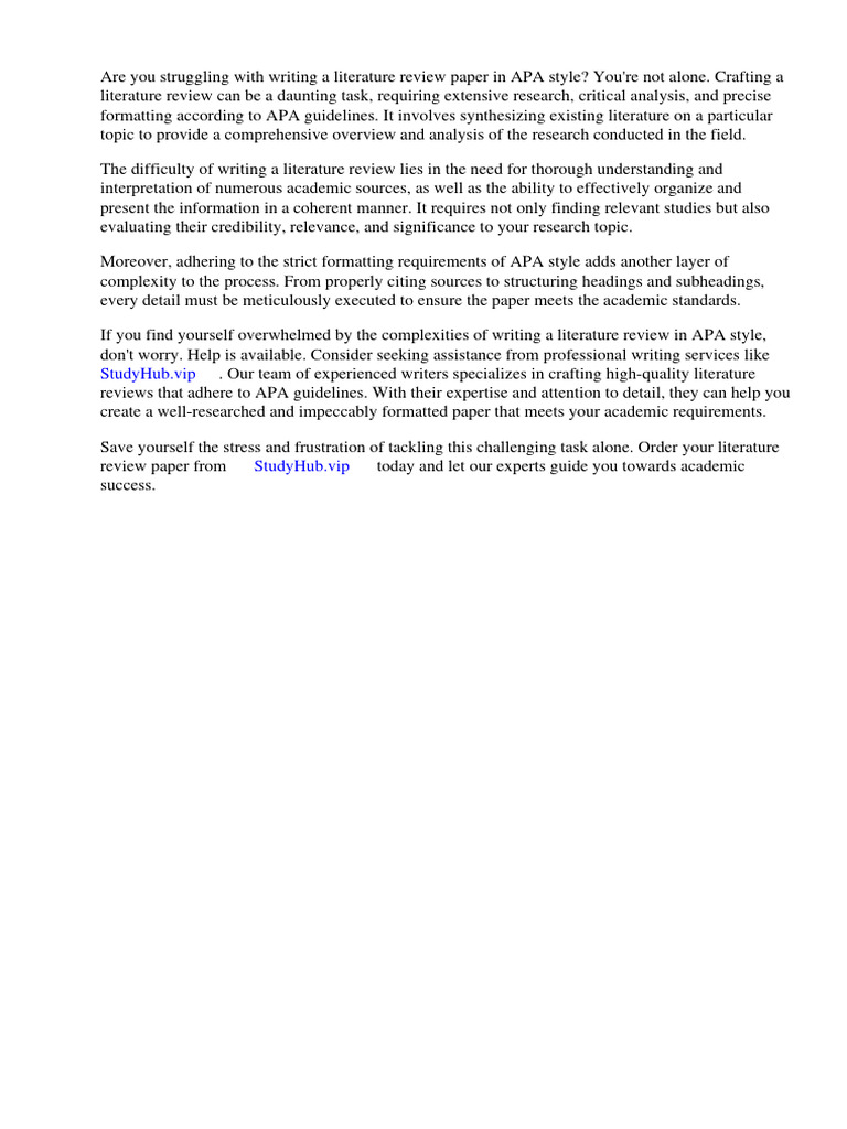 Example of Literature Review Paper Apa Style | PDF