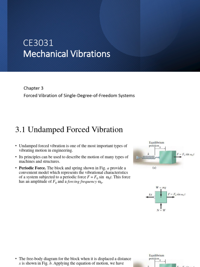 Forced Vibration in SDOF Systems | PDF | Damping | Ordinary ...