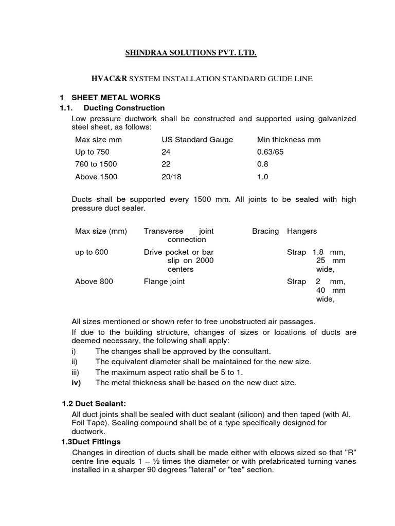 Installation Standard | PDF | Duct (Flow) | Pipe (Fluid Conveyance)