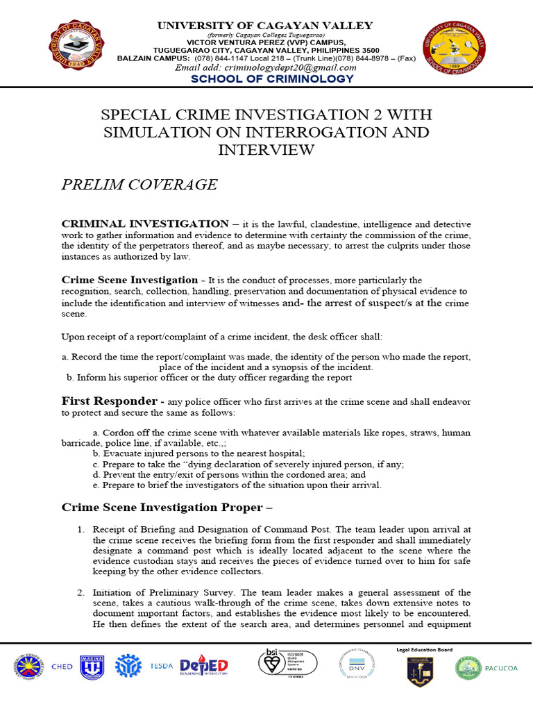 Crime Scene Investigation Protocols | PDF | Search And Seizure | Crime ...