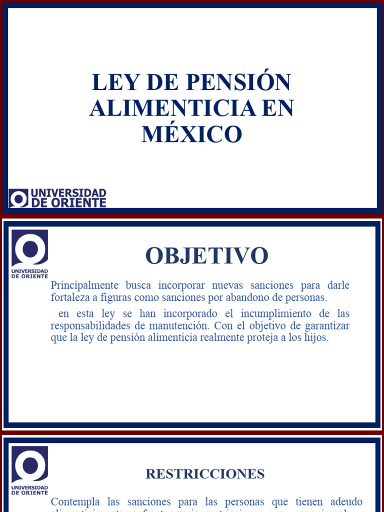 Ley de Pension Alimenticia en Mexico PDF Pensión alimenticia Pensión
