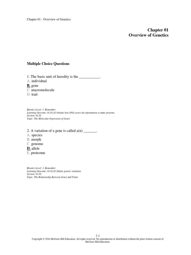 Chap 001 | PDF | Genetics | Gene
