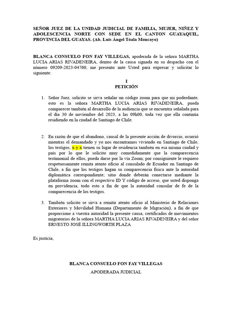 Escrito Para Peticion De Audiencia Telematica Zoom Stg De Chile Pdf
