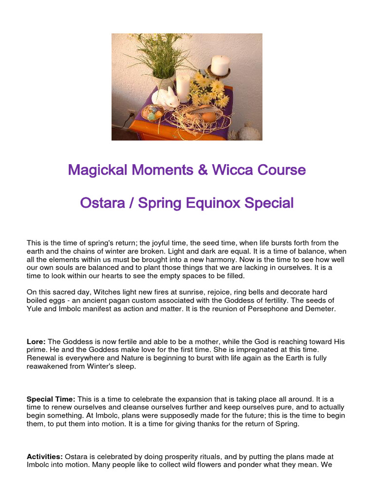 Ostara Ritual & Wicca Course Guide | PDF | Wheel Of The Year