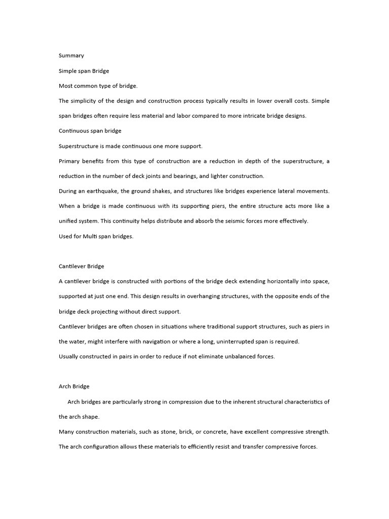 Summary of Types of Bridge | PDF