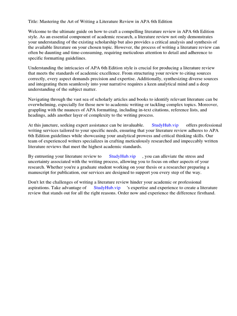 How To Write A Literature Review Apa 6th Edition Download Free PDF Thesis Apa Style