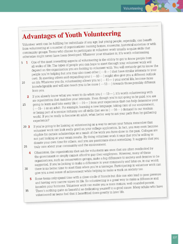 Volunteering Reading Pdf