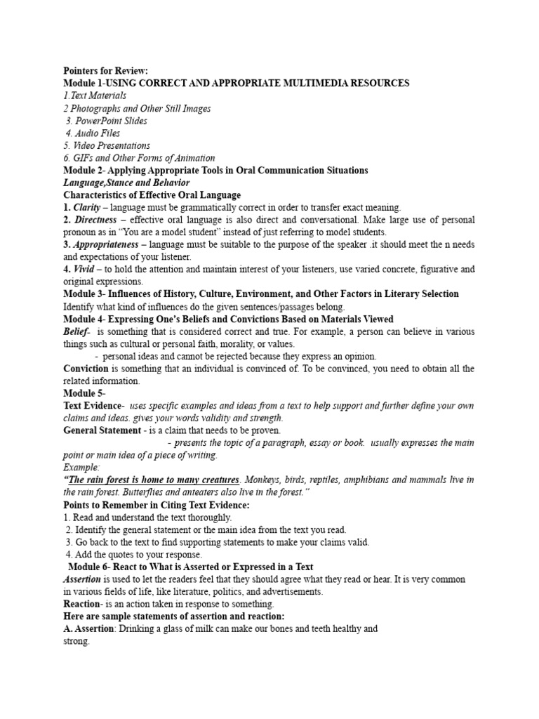 Pointers-for-Review Grade-7 Quarter 3 English | PDF | Internet Forum ...