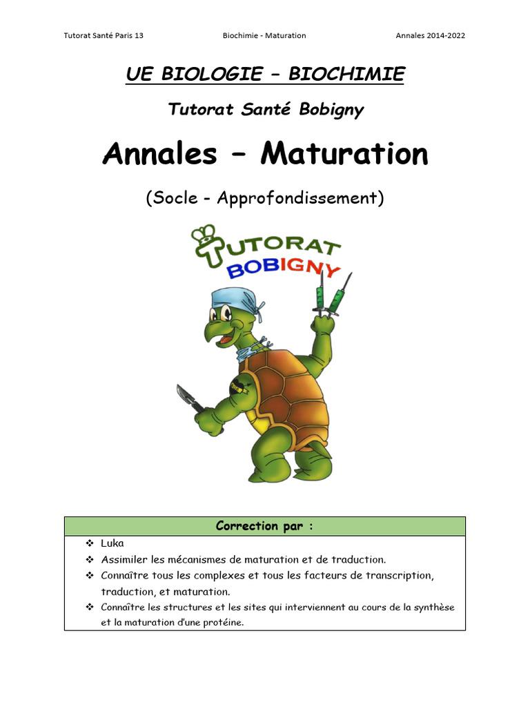 Maturation et Traduction des ARNm | PDF | Traduction génétique | Acide ...