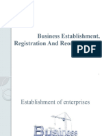 Business Establishment, Registration and Reorganisation