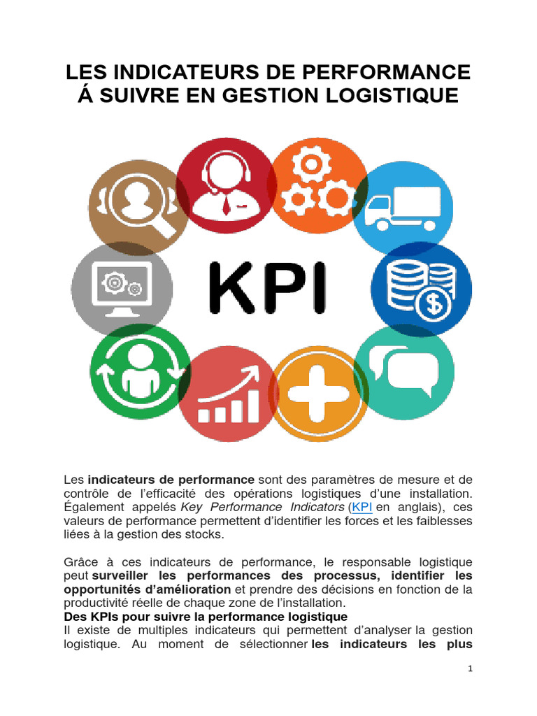 Indicateurs Clés de Performance Logistique | PDF | Logistique | Entrepôt