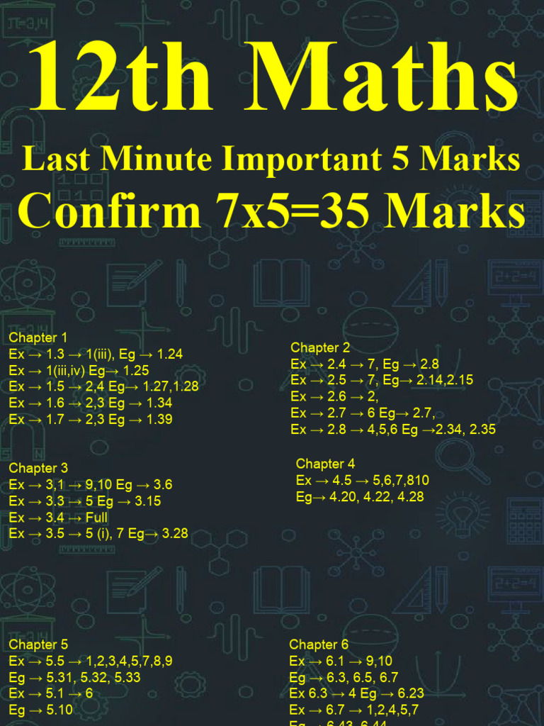 12th Maths Last Minute 5 Marks | PDF