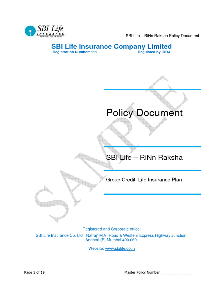 SBI Life RiNn Raksha Policy Overview | PDF | Insurance | Interest