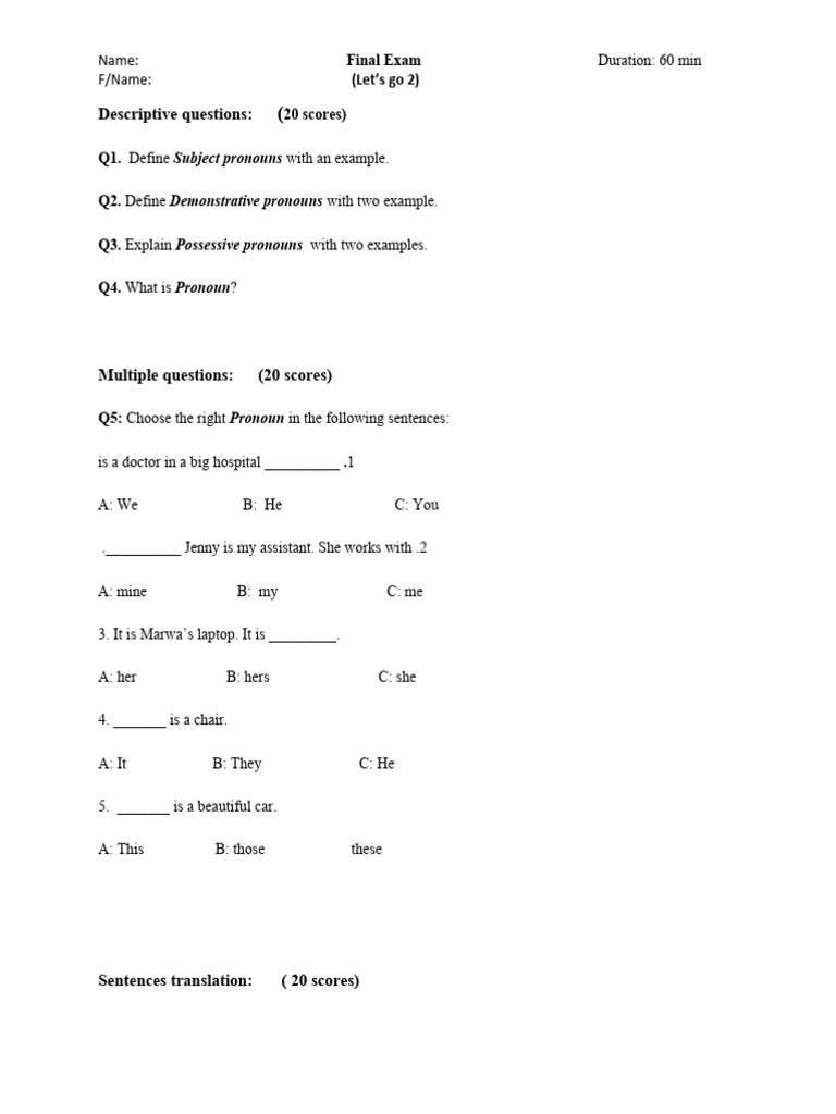 Let's Go 2 Final Exam Overview | PDF | Languages | Foreign Language Studies