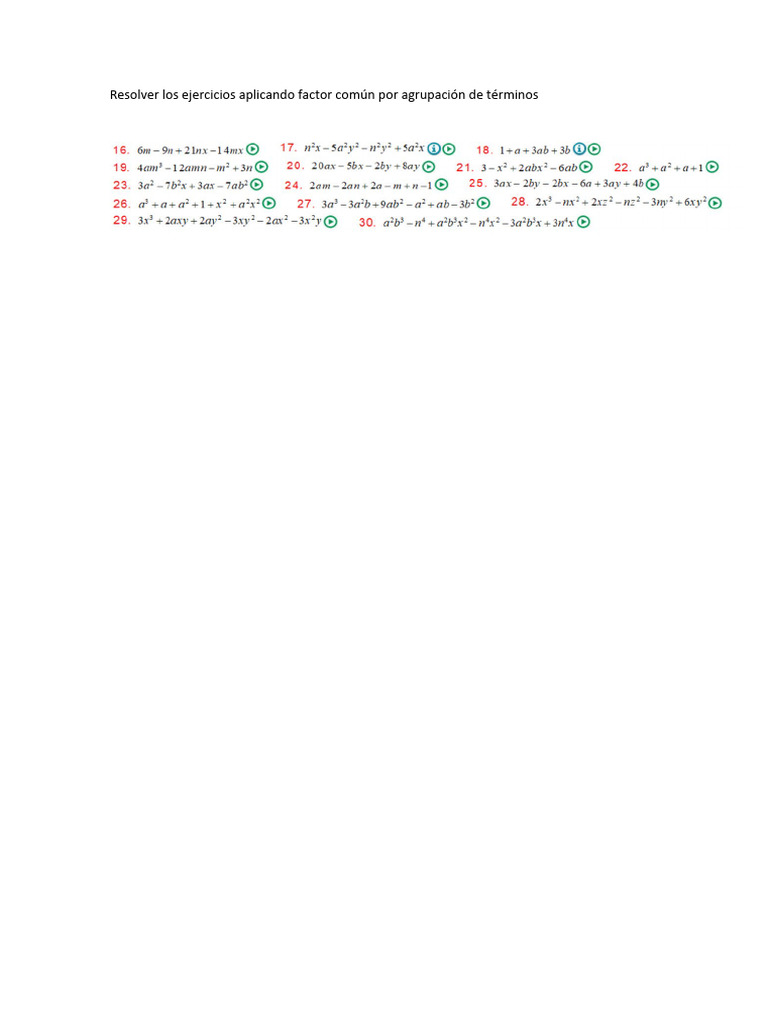 Factor Comun Por Agrupacion | PDF